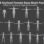 Elevate Your Character Design Workflow with This 19 Stylized Female Base Mesh Pack